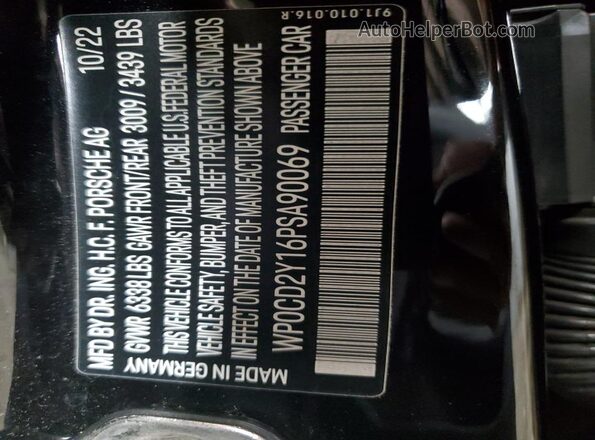WP0CD2Y16PSA90069 2023 PORSCHE TAYCAN Black Widok komory silnika