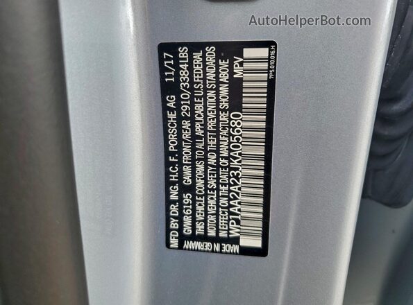 WP1AA2A23JKA05680 2018 PORSCHE CAYENNE Silver 