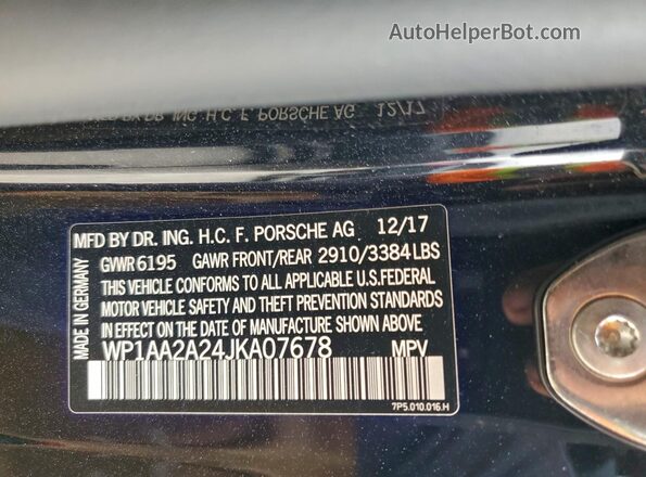 WP1AA2A24JKA07678 2018 PORSCHE CAYENNE Черный 