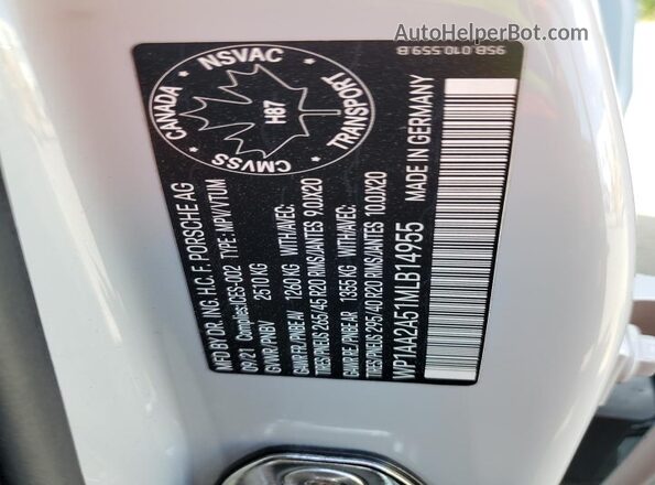 WP1AA2A51MLB14955 2021 PORSCHE MACAN Серый 