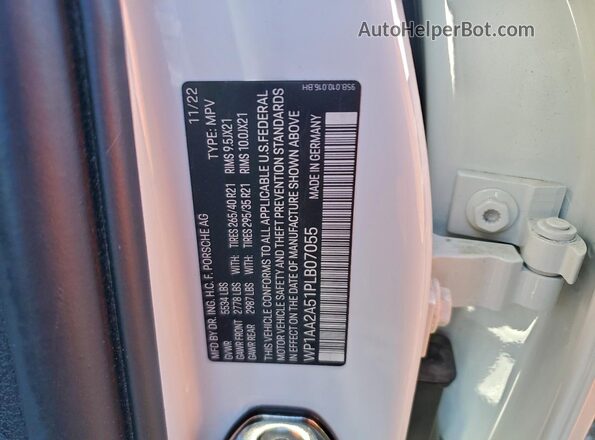 WP1AA2A51PLB07055 2023 PORSCHE MACAN Белый Вид наклейки с VIN-кодом