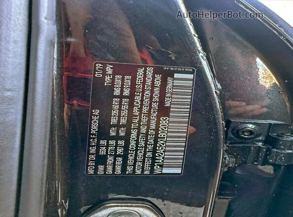 WP1AA2A52KLB02083 2019 PORSCHE MACAN Серый 