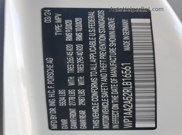 WP1AA2A52RLB16561 2024 PORSCHE MACAN Белый 