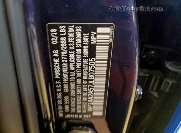 WP1AA2A57JLB07505 2018 PORSCHE MACAN Blue 