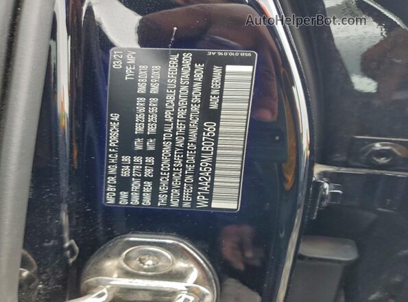 WP1AA2A59MLB07560 2021 PORSCHE MACAN Black Вид підкапотного простору