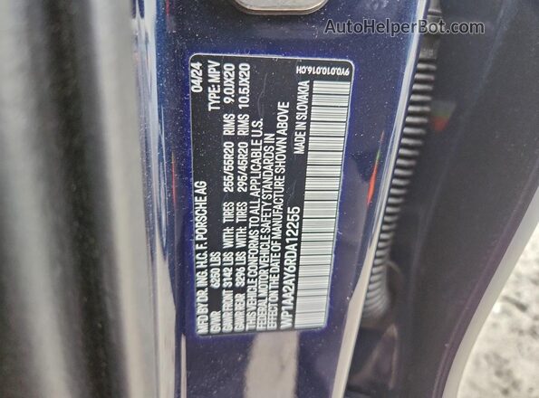 WP1AA2AY6RDA12255 2024 PORSCHE CAYENNE Blue Вид наклейки з VIN-кодом
