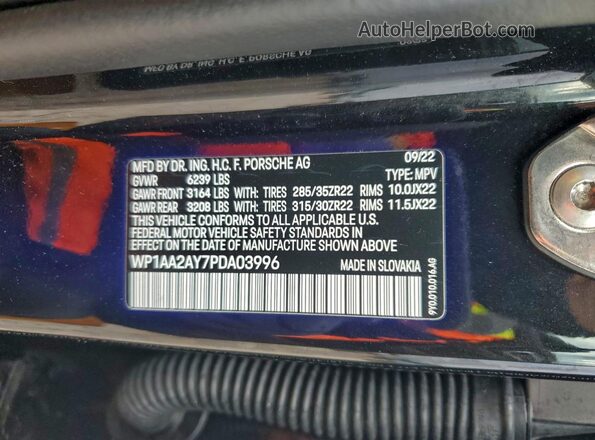 WP1AA2AY7PDA03996 2023 PORSCHE CAYENNE Black Widok wnętrza 360 stopni