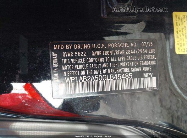 WP1AB2A50GLB45485 2016 PORSCHE MACAN Black Vista del compartimento del motor
