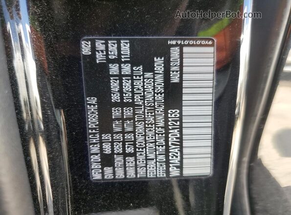 WP1AE2AY7PDA12153 2023 PORSCHE CAYENNE Black Widok naklejki z numerem VIN