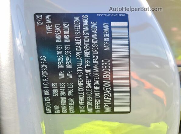 WP1AF2A5XMLB60530 2021 PORSCHE MACAN Серый 