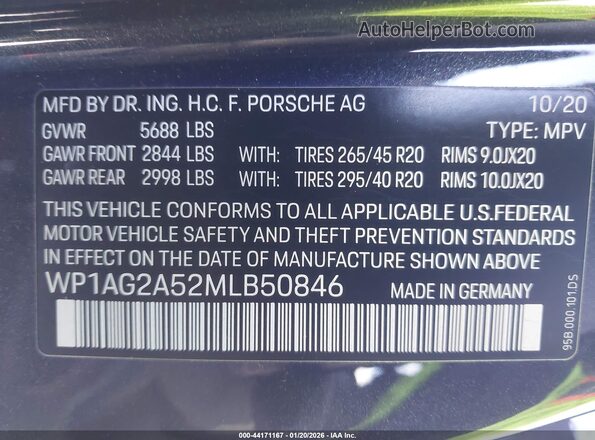 WP1AG2A52MLB50846 2021 PORSCHE MACAN Gray Вид підкапотного простору