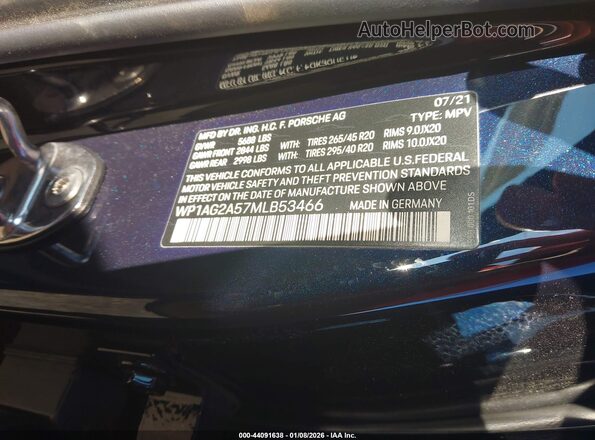 WP1AG2A57MLB53466 2021 PORSCHE MACAN Черный 