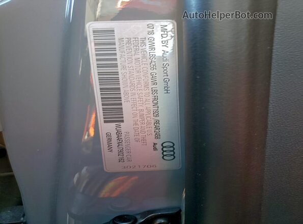 WUABAAFX4J7902162 2018 AUDI R8 Серый Вид подкапотного пространства