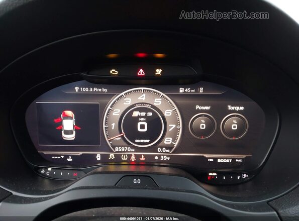 WUABWGFF1J1902828 2018 AUDI RS3 Gray უკანა სავარძლების ხედი