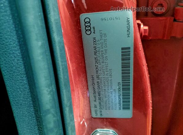WUABWGFF8J1906729 2018 AUDI RS3 Orange ძრავის განყოფილების ხედი