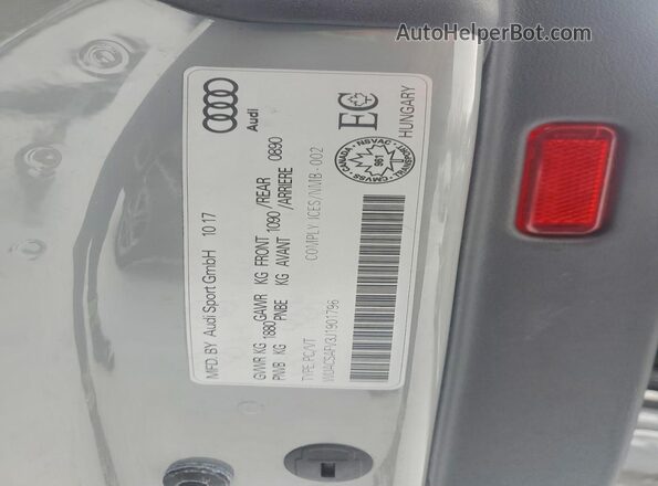 WUACSAFV3J1901796 2018 AUDI TT Gray VIN sticker view