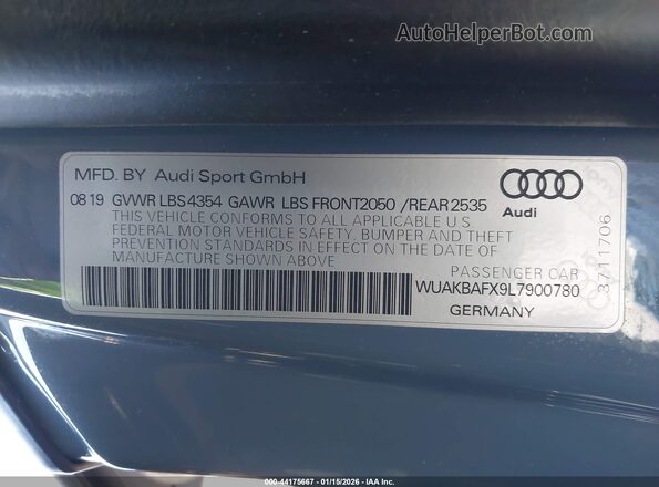 WUAKBAFX9L7900780 2020 AUDI R8 Gray Widok komory silnika