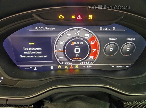 WUAPWAF56JA904889 2018 AUDI RS5 White Instrument cluster view