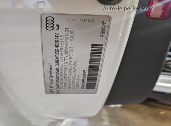 WUAPWAF56JA904889 2018 AUDI RS5 White Engine compartment view