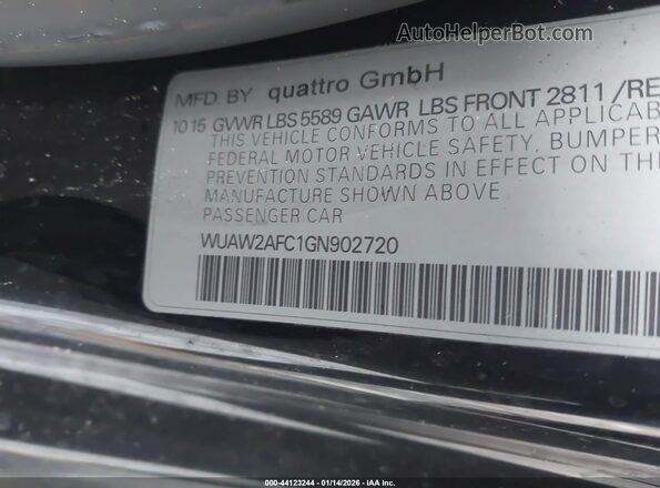 WUAW2AFC1GN902720 2016 AUDI RS7 Black Вид підкапотного простору