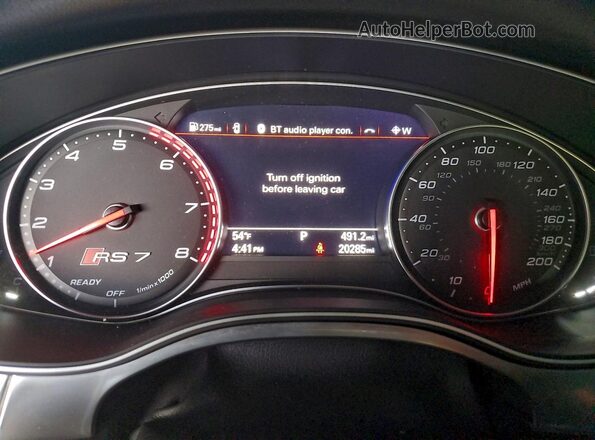 WUAW2AFCXGN902828 2016 AUDI RS7 Белый Вид щитка приборов