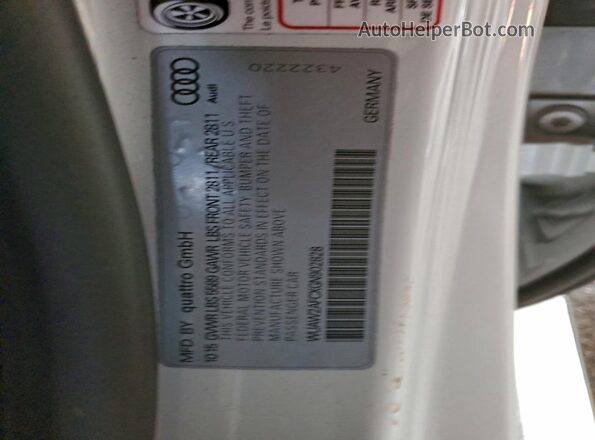 WUAW2AFCXGN902828 2016 AUDI RS7 Белый Вид подкапотного пространства