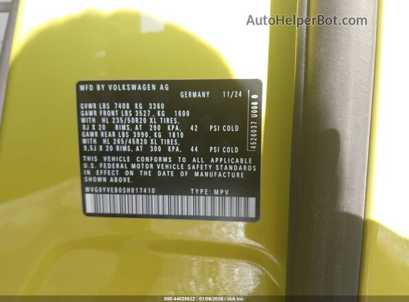 WVG6YVEB0SH017410 2025 VOLKSWAGEN ID. BUZZ Yellow Engine compartment view