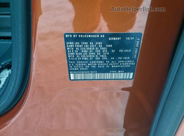 WVG6YVEB6SH016570 2025 VOLKSWAGEN ID Two Tone Vista de la etiqueta del VIN