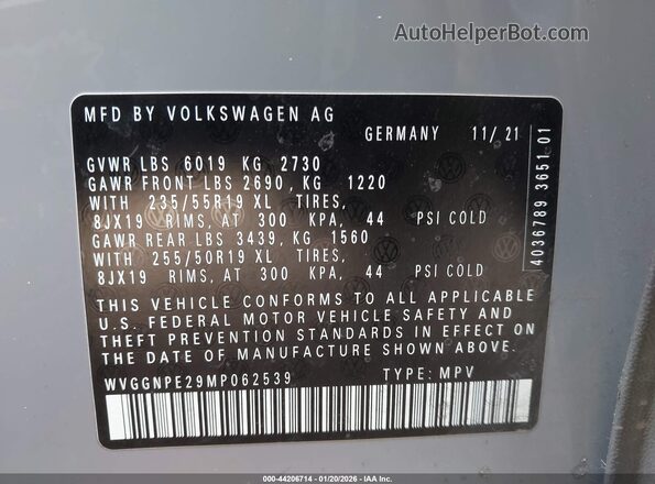 WVGGNPE29MP062539 2021 VOLKSWAGEN ID.4 Серый Вид подкапотного пространства