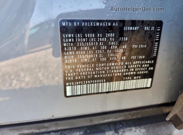 WVGJNPE29NP069059 2022 VOLKSWAGEN ID.4 Gray Engine compartment view