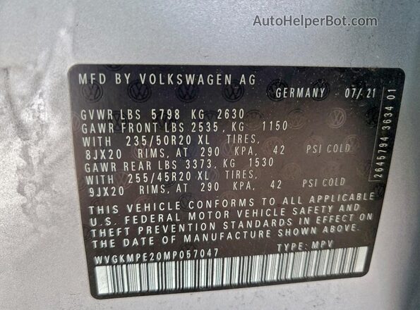 WVGKMPE20MP057047 2021 VOLKSWAGEN ID.4 Silver Engine compartment view