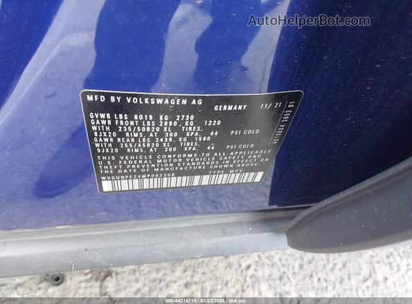 WVGUNPE24MP062208 2021 VOLKSWAGEN ID.4 Синий Вид подкапотного пространства