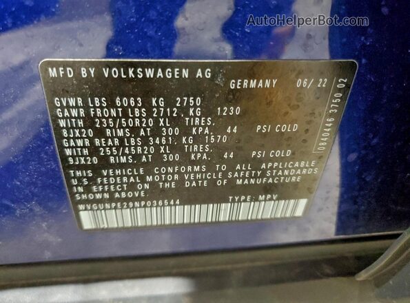 WVGUNPE29NP036544 2022 VOLKSWAGEN ID.4 Blue Սալոնի 360 աստիճան տեսք