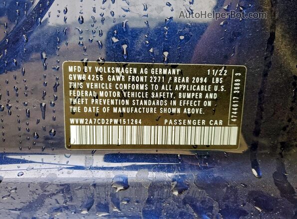 WVW2A7CD2PW151264 2023 VOLKSWAGEN GTI Blue Շարժիչի բաժամունքի տեսք