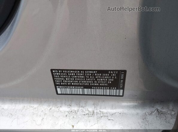 WVW587CD0NW206090 2022 VOLKSWAGEN GOLF Silver 