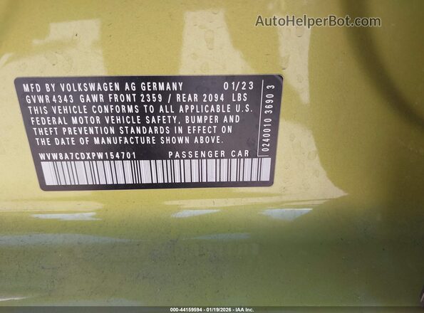 WVW8A7CDXPW154701 2023 VOLKSWAGEN GOLF Green ძრავის განყოფილების ხედი