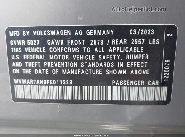 WVWAR7AN8PE011323 2023 VOLKSWAGEN ARTEON Gray Engine compartment view