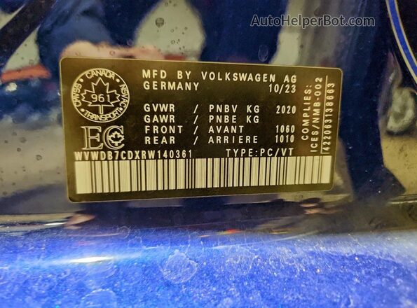WVWDB7CDXRW140361 2024 VOLKSWAGEN GOLF Синий Вид подкапотного пространства