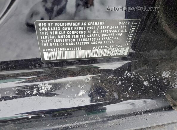 WVWG87CD8NW220893 2022 VOLKSWAGEN GTI Black Vista de la etiqueta del VIN