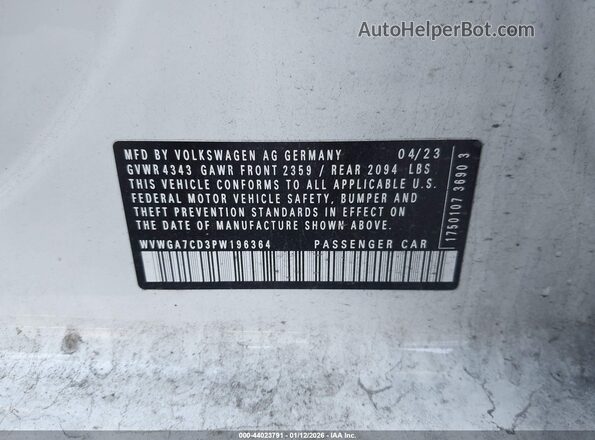 WVWGA7CD3PW196364 2023 VOLKSWAGEN GOLF White Engine compartment view
