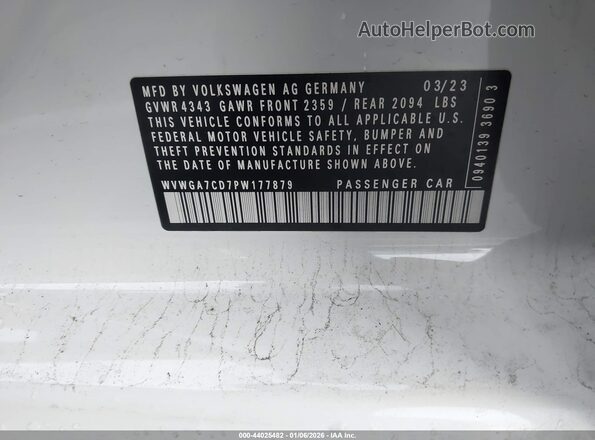 WVWGA7CD7PW177879 2023 VOLKSWAGEN GOLF White Engine compartment view