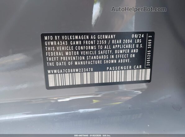 WVWGA7CD8RW223478 2024 VOLKSWAGEN GOLF Silver Engine compartment view