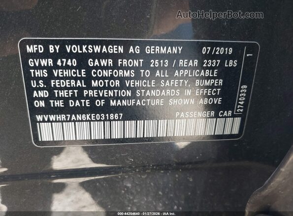 WVWHR7AN6KE031867 2019 VOLKSWAGEN ARTEON Black 