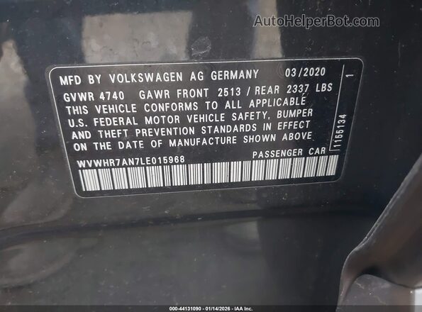 WVWHR7AN7LE015968 2020 VOLKSWAGEN ARTEON Gray Engine compartment view