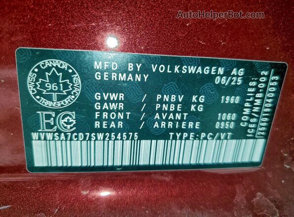 WVWSA7CD7SW254575 2025 VOLKSWAGEN GTI Красный 