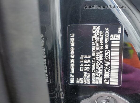 WZ1DB0C05NW052253 2022 TOYOTA SUPRA Черный 