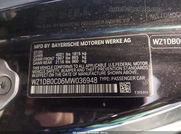 WZ1DB0C06MW036948 2021 TOYOTA GR SUPRA Black ძრავის განყოფილების ხედი