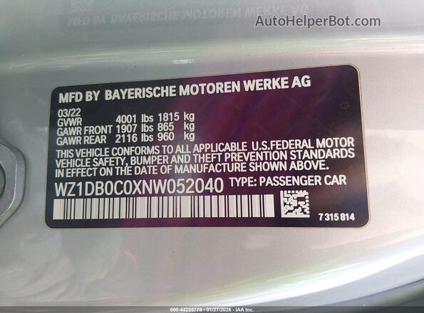 WZ1DB0C0XNW052040 2022 TOYOTA GR SUPRA Silver Вид підкапотного простору