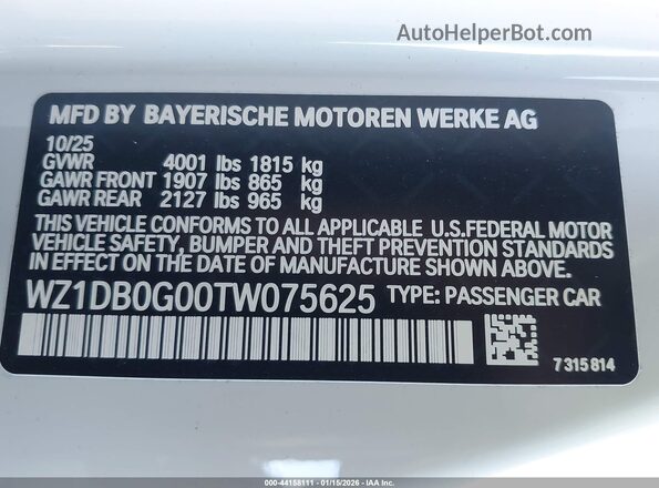 WZ1DB0G00TW075625 2026 TOYOTA GR SUPRA White 