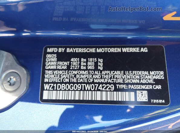 WZ1DB0G09TW074229 2026 TOYOTA GR SUPRA Blue 